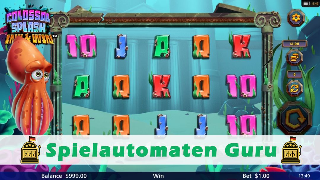 Screenshot der Demo-Version des Spiels Colossal Splash Deep Dive Demo des Spielautomaten Colossal Splash Deep Dive