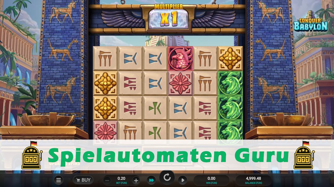 Screenshot der Demo-Version des Spiels Conquer Babylon Demo des Spielautomaten Conquer Babylon