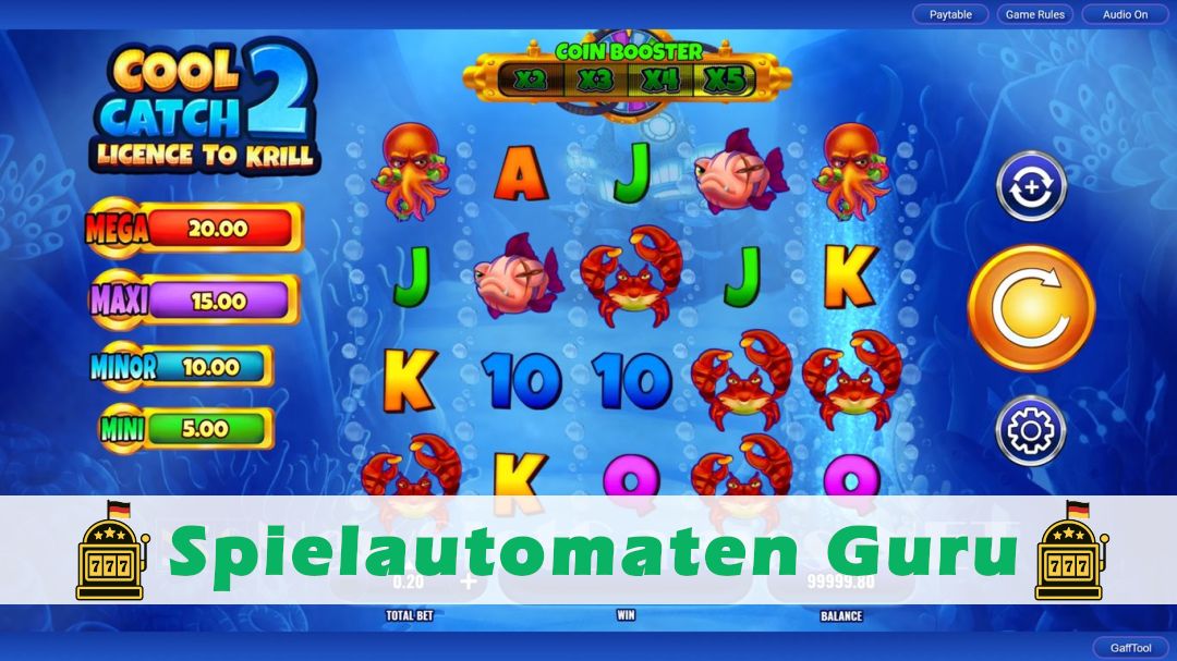 Screenshot der Demo-Version des Spiels Cool Catch 2 License 2 Krill Demo des Spielautomaten Cool Catch 2 License 2 Krill