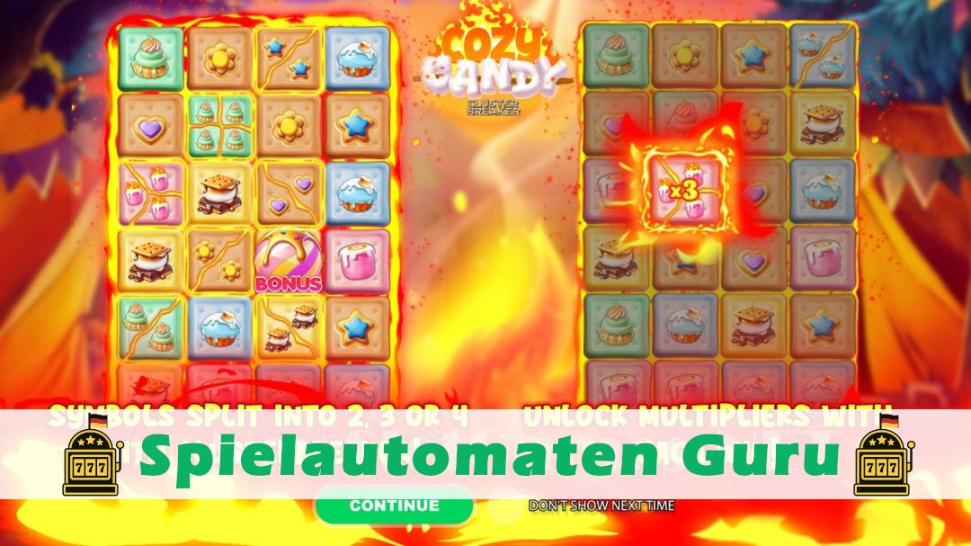 Screenshot der Demo-Version des Spiels Cozy Candy Cluster Breaker Demo des Spielautomaten Cozy Candy Cluster Breaker