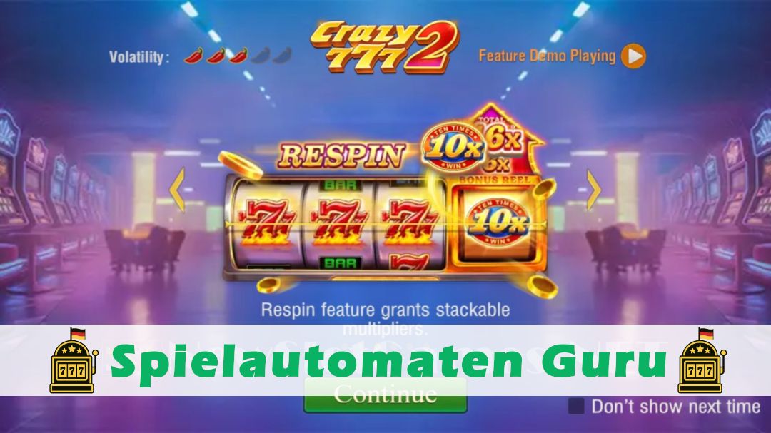 Screenshot der Demo-Version des Spiels Crazy 777 2 Demo des Spielautomaten Crazy 777 2
