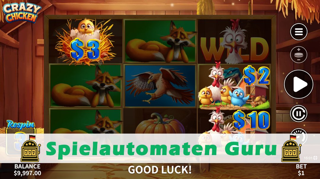 Screenshot der Demo-Version des Spiels Crazy Chicken Demo des Spielautomaten Crazy Chicken