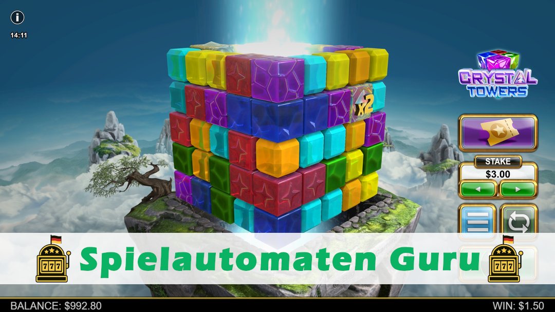 Screenshot der Demo-Version des Spiels Crystal Towers Demo des Spielautomaten Crystal Towers