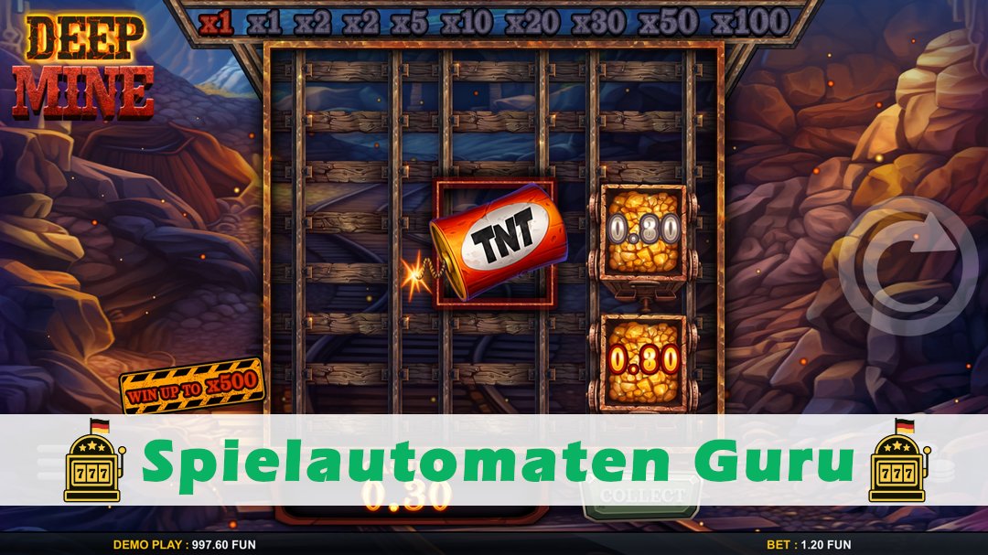 Screenshot der Demo-Version des Spiels Deep Mine Demo des Spielautomaten Deep Mine
