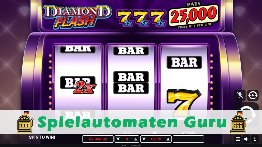 Screenshot der Demo-Version des Spiels Diamond Flash Demo des Spielautomaten Diamond Flash