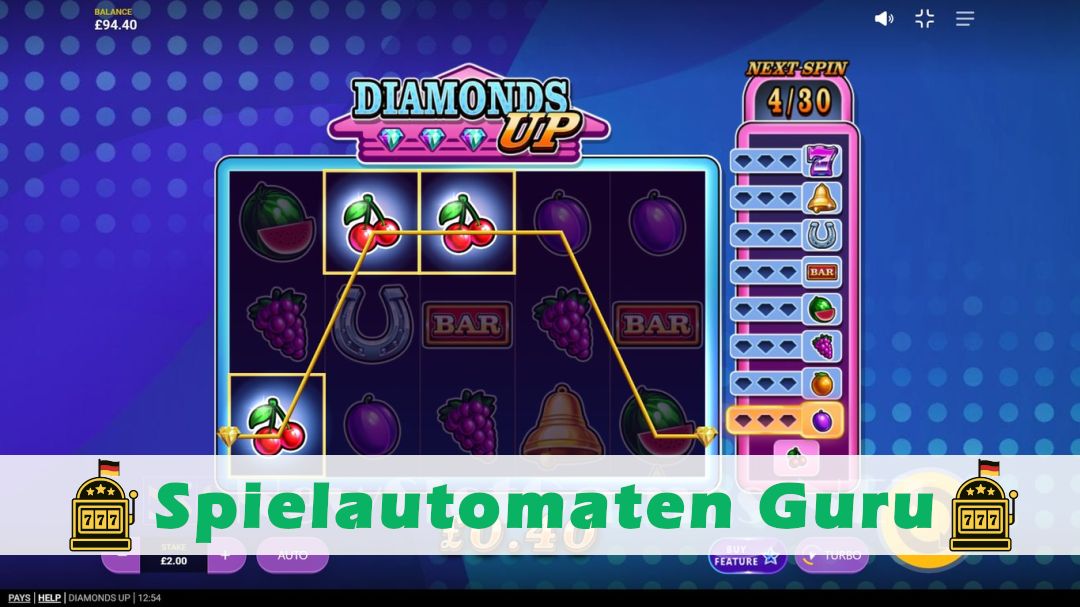 Screenshot der Demo-Version des Spiels Diamonds Up Demo des Spielautomaten Diamonds Up