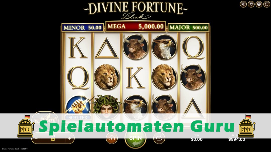 Screenshot der Demo-Version des Spiels Divine Fortune Black Demo des Spielautomaten Divine Fortune Black