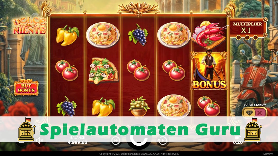 Screenshot der Demo-Version des Spiels Dolce Far Niente Demo des Spielautomaten Dolce Far Niente