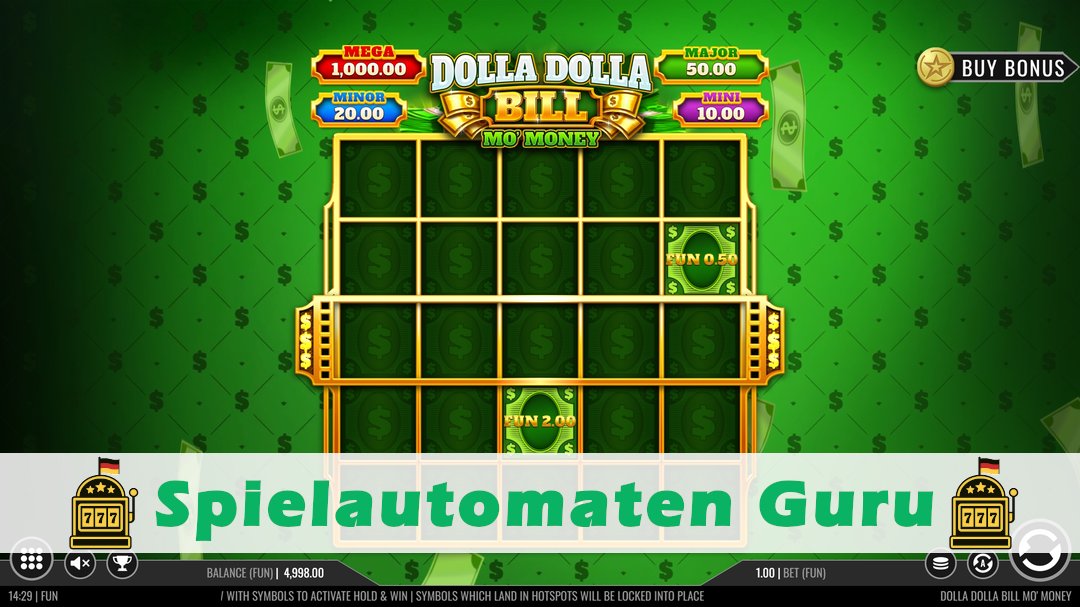 Screenshot der Demo-Version des Spiels Dolla Dolla Bill Mo Money Demo des Spielautomaten Dolla Dolla Bill Mo Money