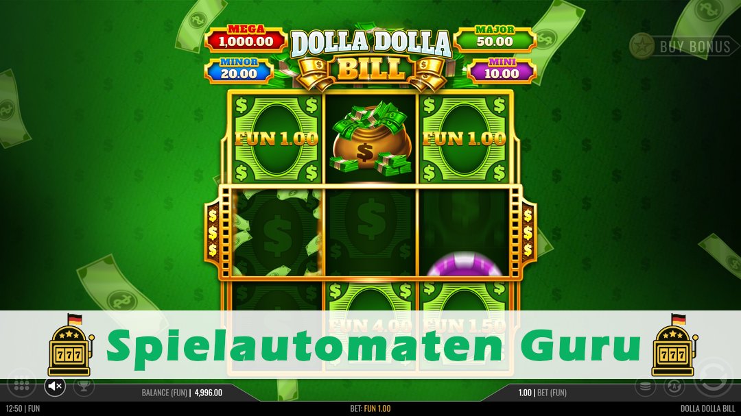 Screenshot der Demo-Version des Spiels Dolla Dolla Bill Demo des Spielautomaten Dolla Dolla Bill