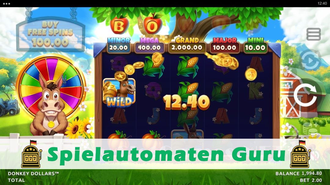 Screenshot der Demo-Version des Spiels Donkey Dollars Demo des Spielautomaten Donkey Dollars