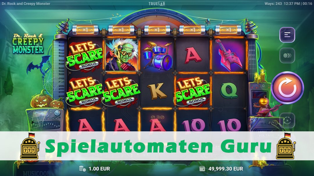 Screenshot der Demo-Version des Spiels Dr. Rock & Creepy Monster Demo des Spielautomaten Dr. Rock & Creepy Monster
