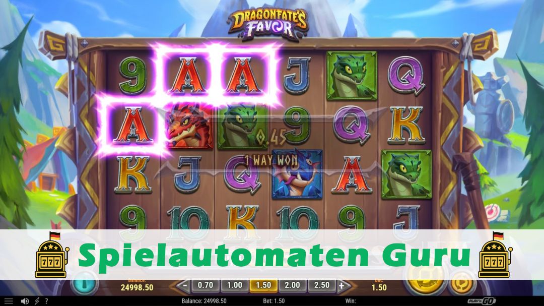 Screenshot der Demo-Version des Spiels Dragonfates Favor Demo des Spielautomaten Dragonfates Favor