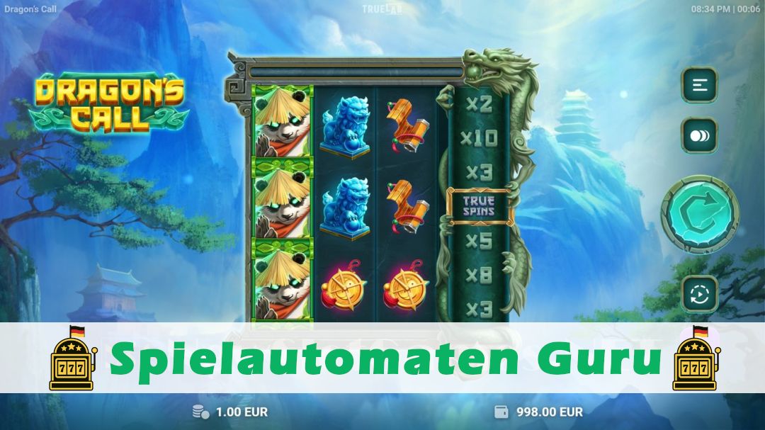 Screenshot der Demo-Version des Spiels Dragons Call Demo des Spielautomaten Dragons Call