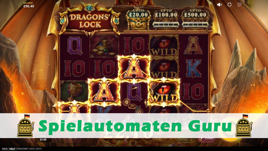 Screenshot der Demo-Version des Spiels Dragons Lock Demo des Spielautomaten Dragons Lock