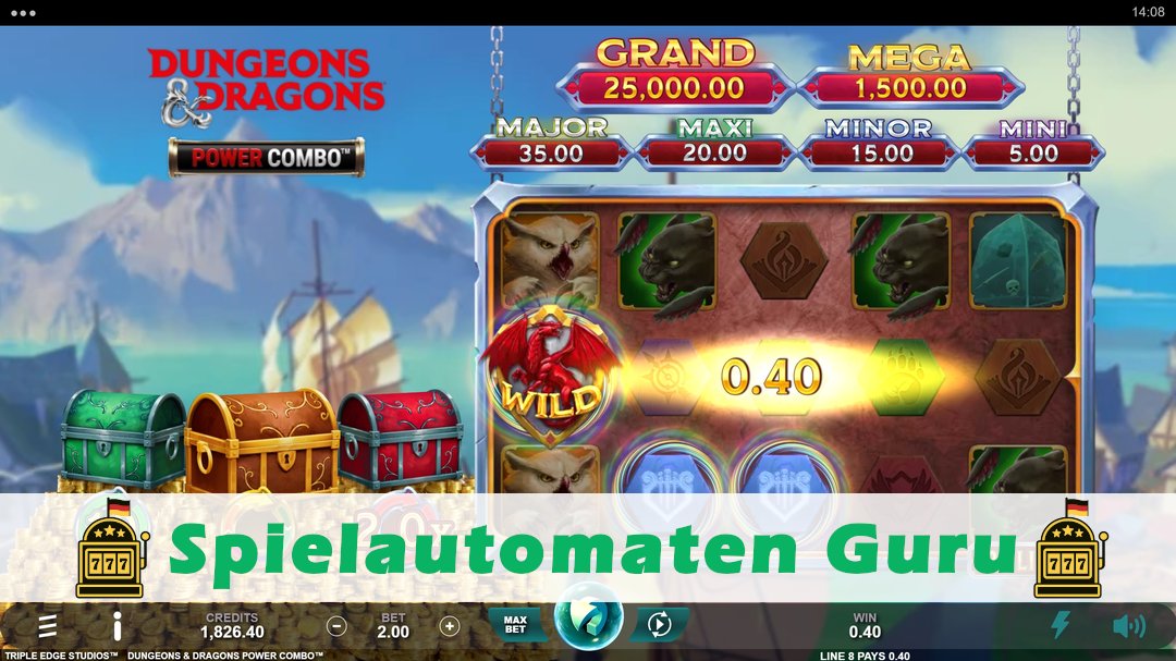 Screenshot der Demo-Version des Spiels Dungeons & Dragons Power Combo Demo des Spielautomaten Dungeons & Dragons Power Combo