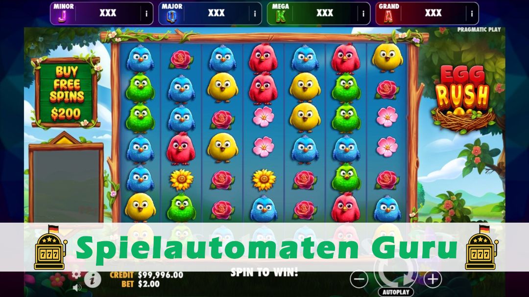 Screenshot der Demo-Version des Spiels Egg Rush Demo des Spielautomaten Egg Rush