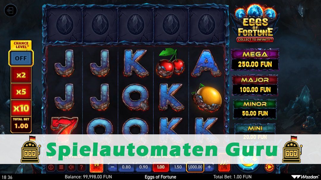 Screenshot der Demo-Version des Spiels Eggs of Fortune Demo des Spielautomaten Eggs of Fortune