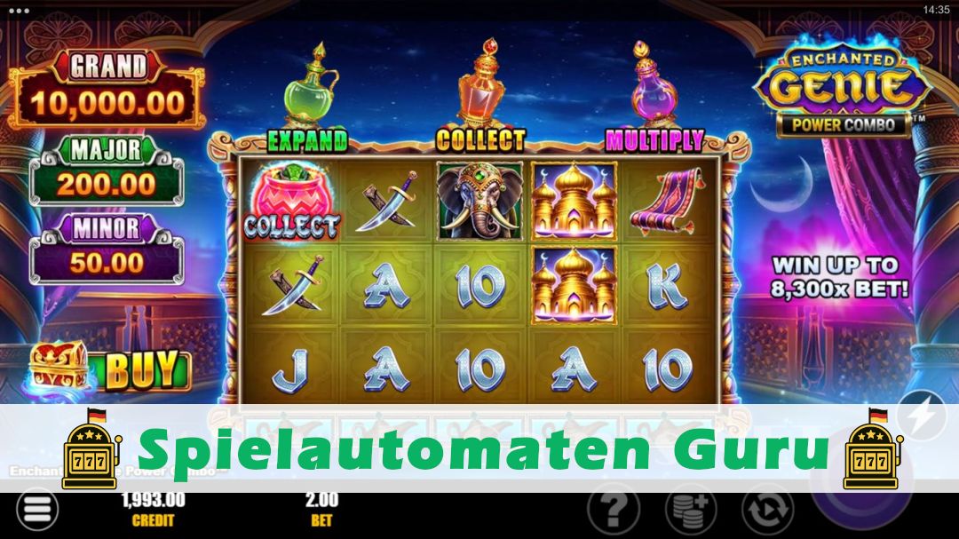 Screenshot der Demo-Version des Spiels Enchanted Genie Power Combo Demo des Spielautomaten Enchanted Genie Power Combo