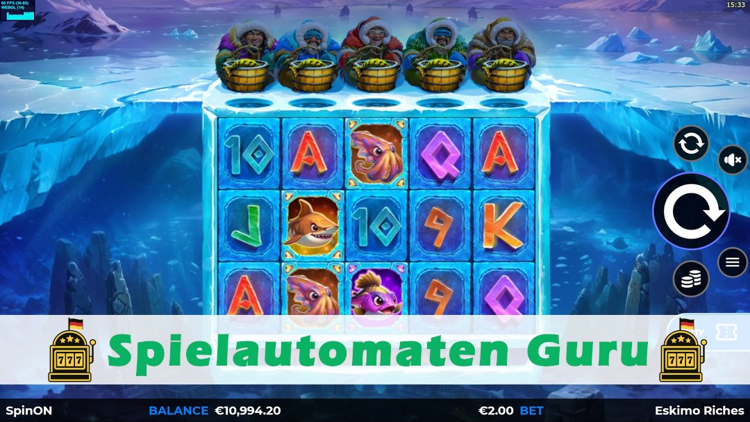 Screenshot der Demo-Version des Spiels Eskimo Riches Demo des Spielautomaten Eskimo Riches
