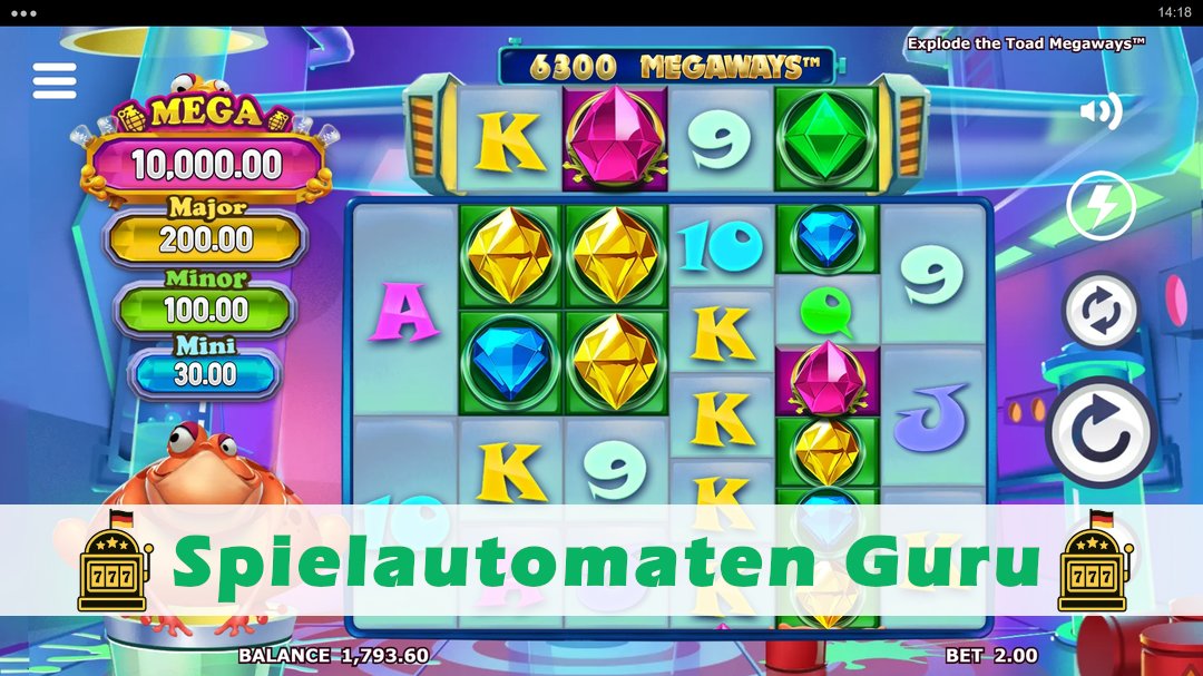 Screenshot der Demo-Version des Spiels Explode the Toad Megaways Demo des Spielautomaten Explode the Toad Megaways
