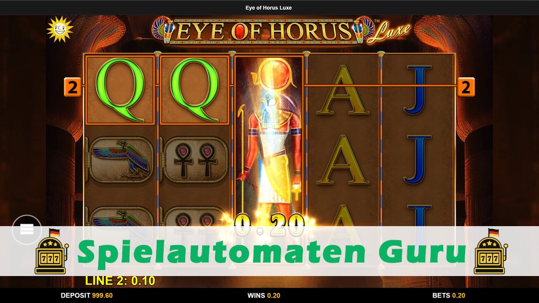 Screenshot der Demo-Version des Spiels Eye of Horus Luxe Demo des Spielautomaten Eye of Horus Luxe