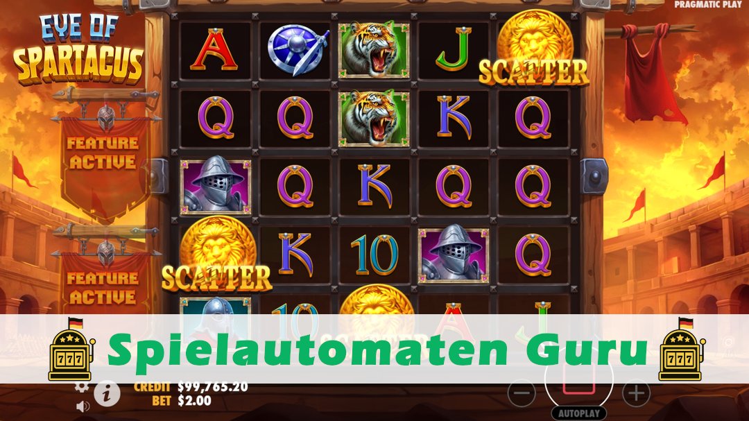 Screenshot der Demo-Version des Spiels Eye of Spartacus Demo des Spielautomaten Eye of Spartacus