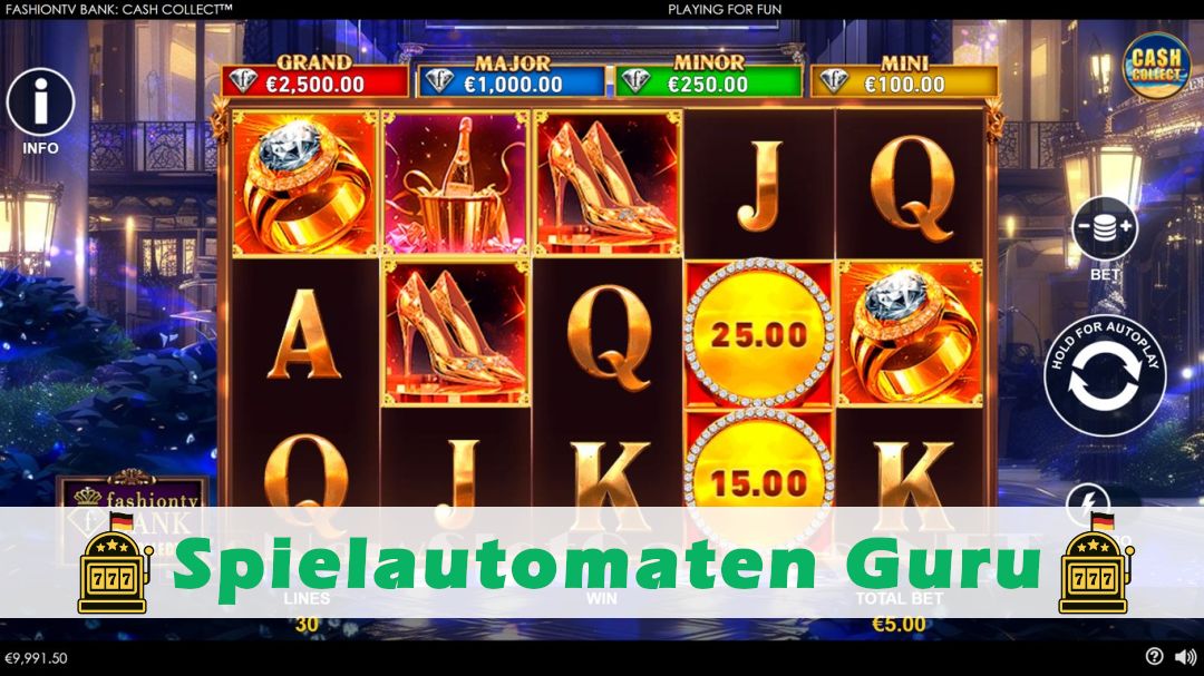 Screenshot der Demo-Version des Spiels FashionTV Bank Cash Collect Demo des Spielautomaten FashionTV Bank Cash Collect