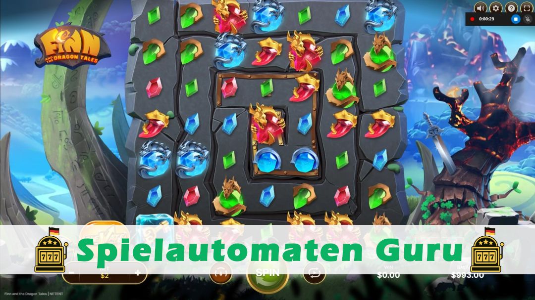 Screenshot der Demo-Version des Spiels Finn and the Dragon Tales Demo des Spielautomaten Finn and the Dragon Tales