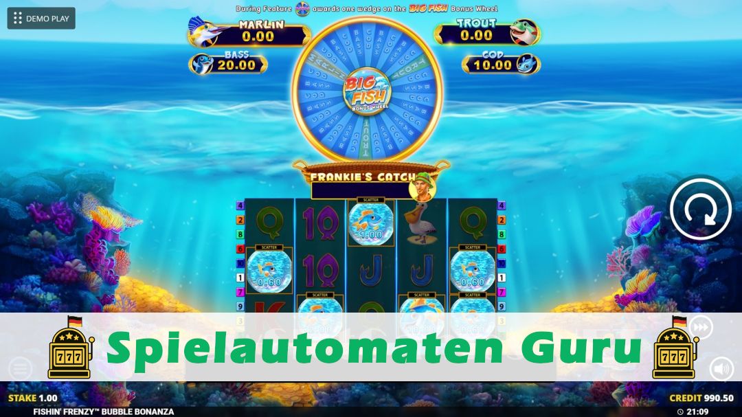 Screenshot der Demo-Version des Spiels Fishin Frenzy Bubble Bonanza Demo des Spielautomaten Fishin Frenzy Bubble Bonanza