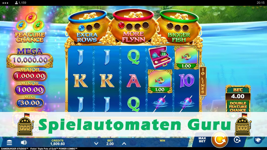 Screenshot der Demo-Version des Spiels Fishin Triple Pots of Gold Power Combo Demo des Spielautomaten Fishin Triple Pots of Gold Power Combo