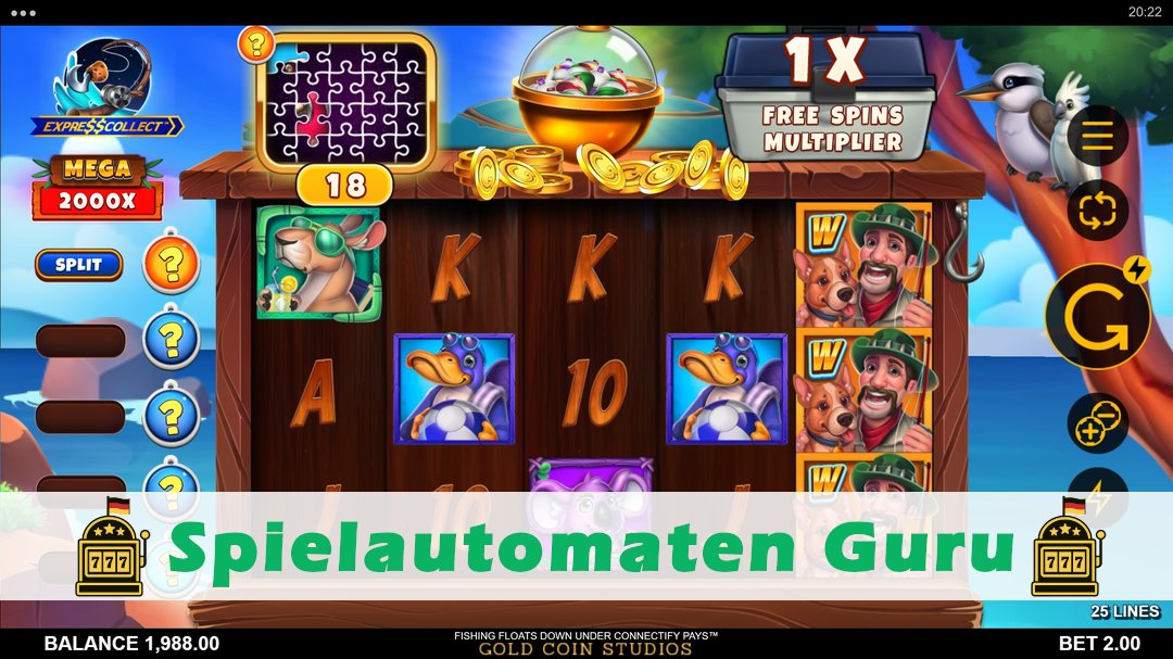 Screenshot der Demo-Version des Spiels Fishing Floats Down Under Connectify Pays Demo des Spielautomaten Fishing Floats Down Under Connectify Pays