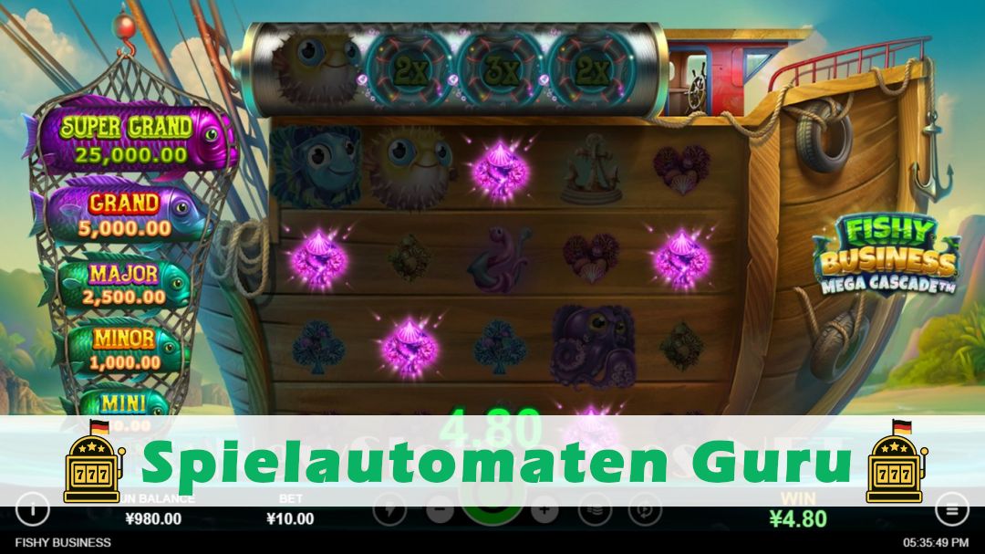 Screenshot der Demo-Version des Spiels Fishy Business Mega Cascade Demo des Spielautomaten Fishy Business Mega Cascade