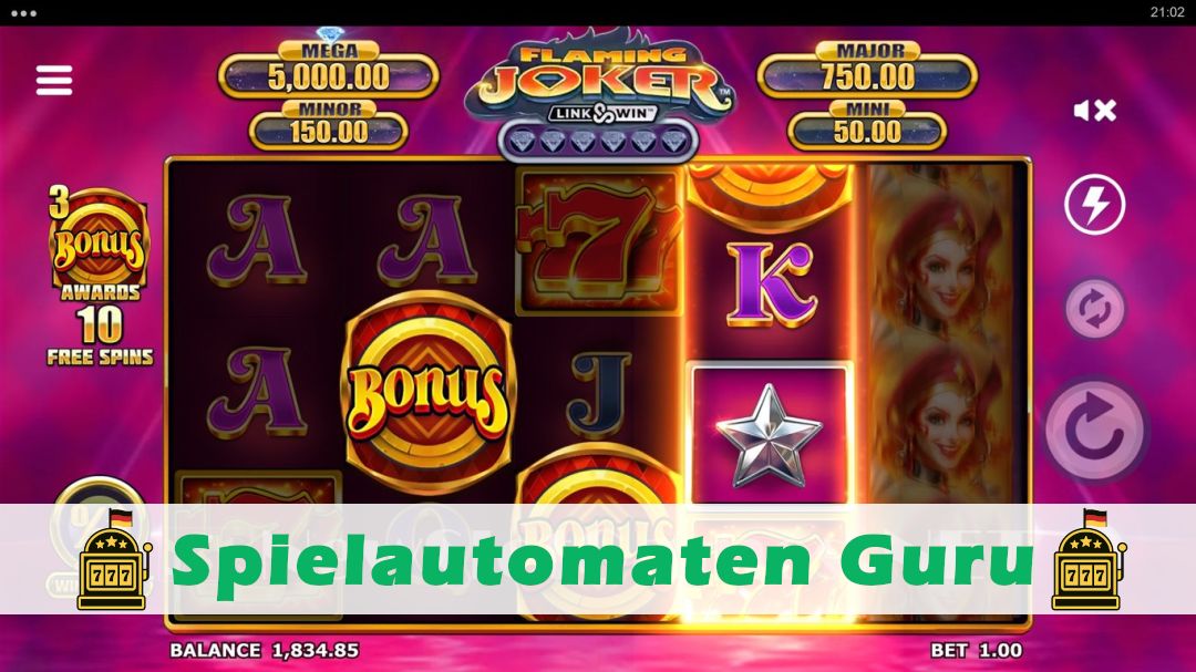 Screenshot der Demo-Version des Spiels Flaming Joker Link & Win Demo des Spielautomaten Flaming Joker Link & Win