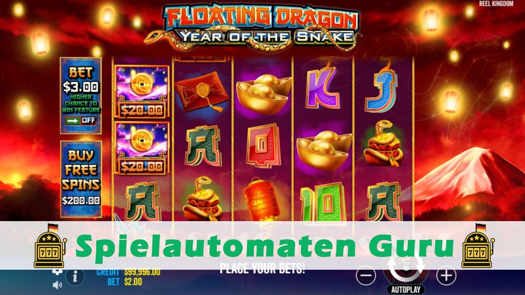 Screenshot der Demo-Version des Spiels Floating Dragon Year of the Snake Demo des Spielautomaten Floating Dragon Year of the Snake