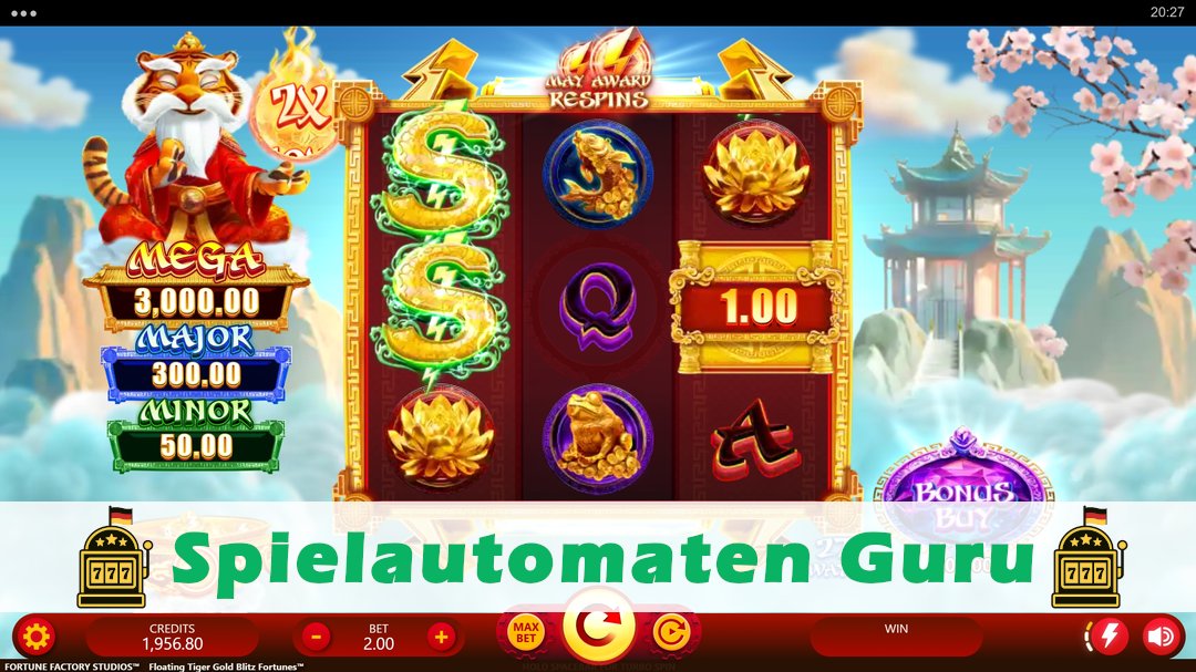 Screenshot der Demo-Version des Spiels Floating Tiger Gold Blitz Fortunes Demo des Spielautomaten Floating Tiger Gold Blitz Fortunes