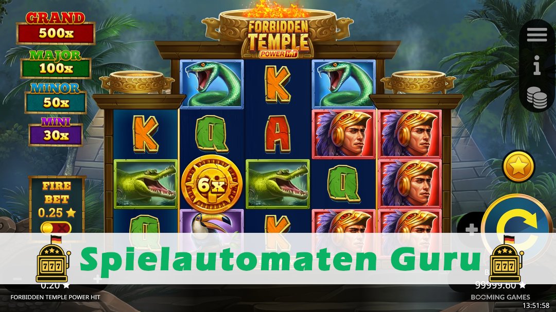 Screenshot der Demo-Version des Spiels Forbidden Temple Power Hit Demo des Spielautomaten Forbidden Temple Power Hit