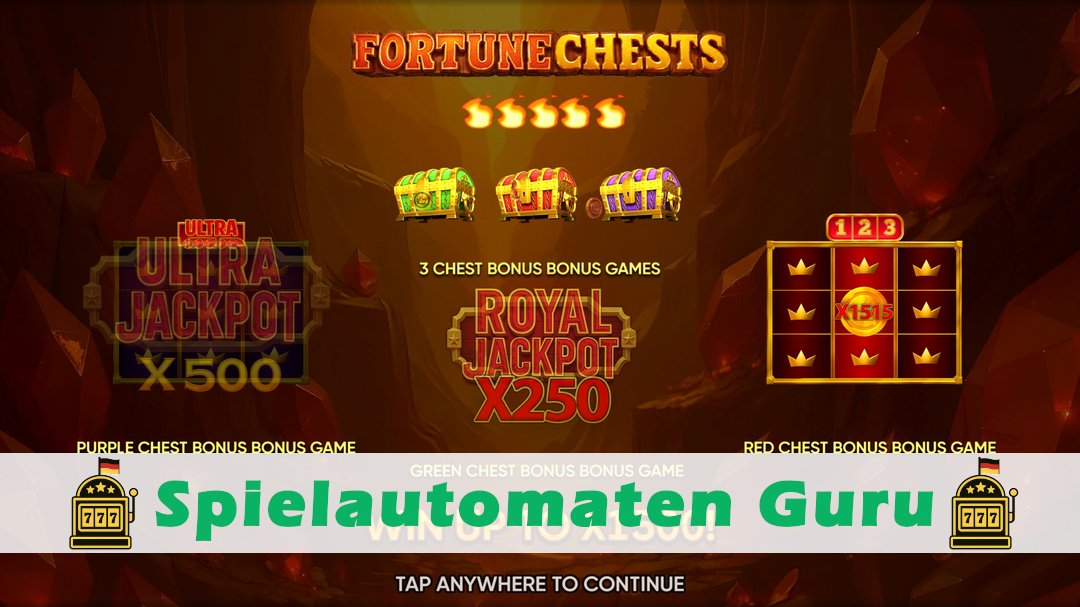 Screenshot der Demo-Version des Spiels Fortune Chests Demo des Spielautomaten Fortune Chests