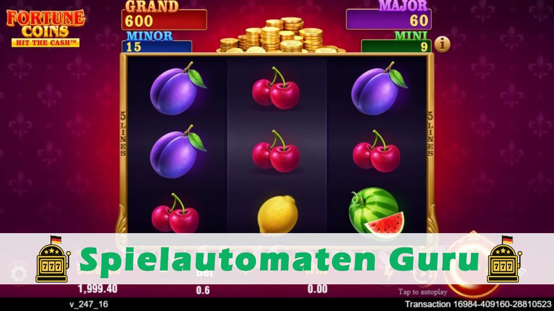 Screenshot der Demo-Version des Spiels Fortune Coins Demo des Spielautomaten Fortune Coins