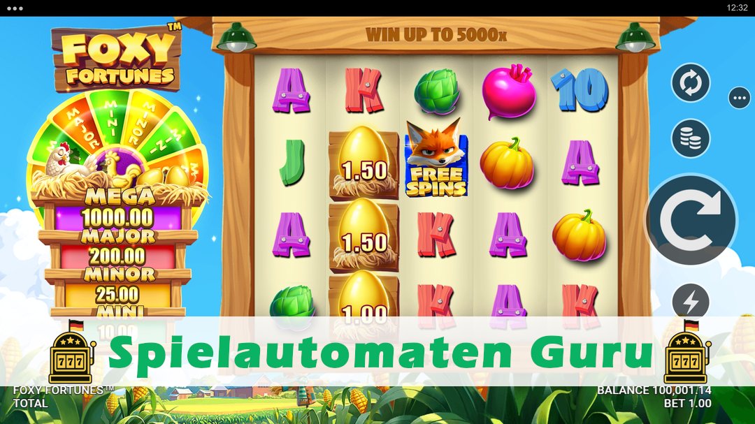 Screenshot der Demo-Version des Spiels Foxy Fortunes Demo des Spielautomaten Foxy Fortunes