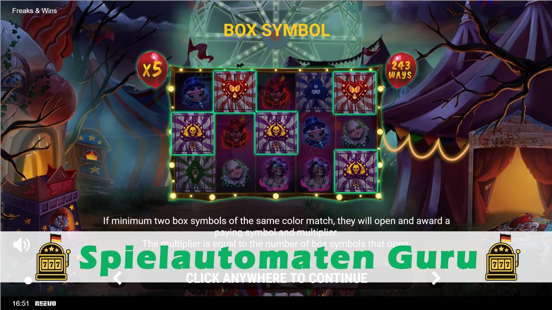 Screenshot der Demo-Version des Spiels Freaks & Wins Demo des Spielautomaten Freaks & Wins