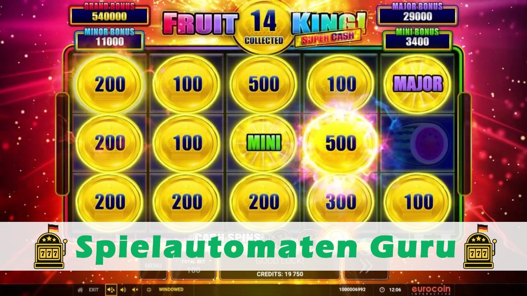 Screenshot der Demo-Version des Spiels Fruit King Super Cash Demo des Spielautomaten Fruit King Super Cash