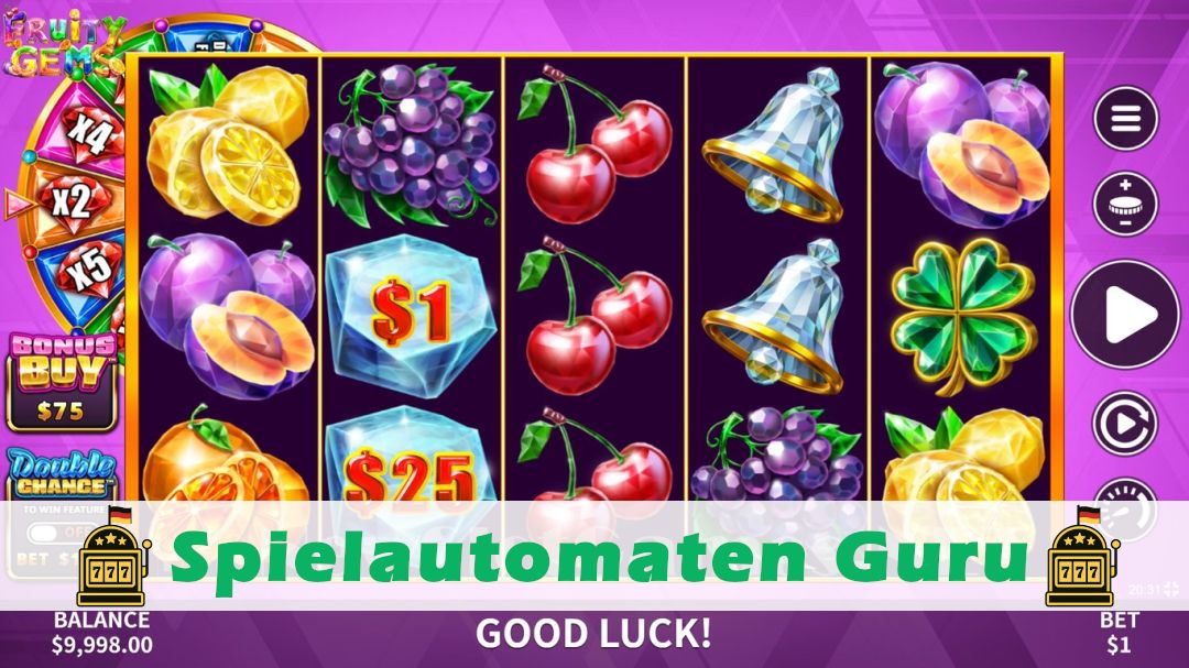 Screenshot der Demo-Version des Spiels Fruity Gems Demo des Spielautomaten Fruity Gems