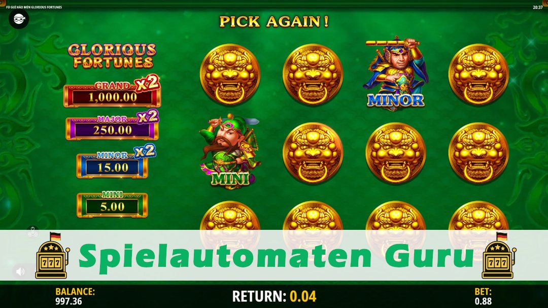 Screenshot der Demo-Version des Spiels Fu Gui Hao Men Glorious Fortunes Demo des Spielautomaten Fu Gui Hao Men Glorious Fortunes