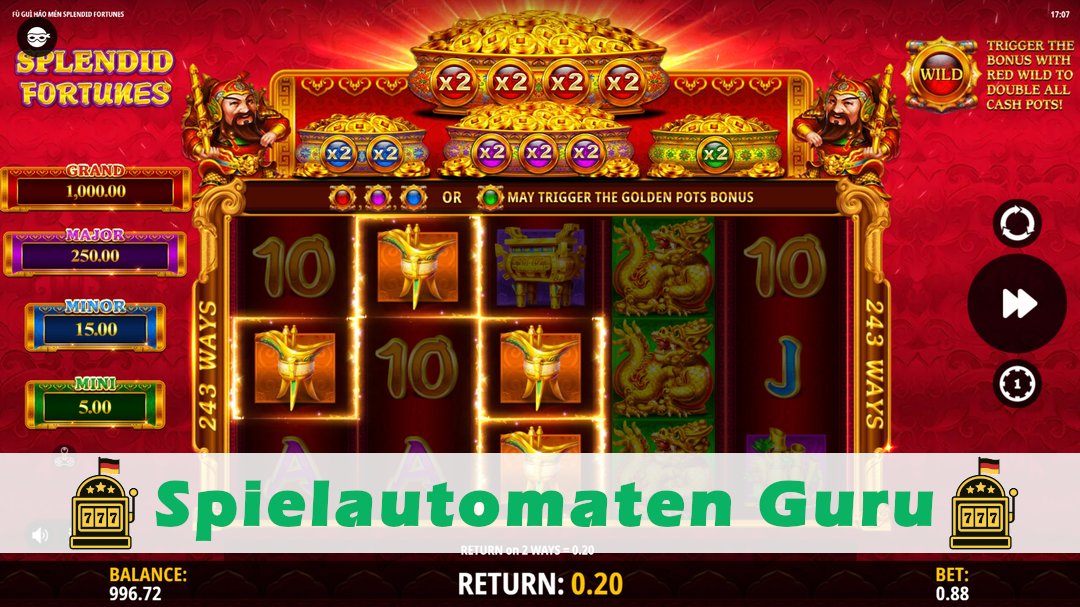 Screenshot der Demo-Version des Spiels Fu Gui Hao Men Splendid Fortune Demo des Spielautomaten Fu Gui Hao Men Splendid Fortune
