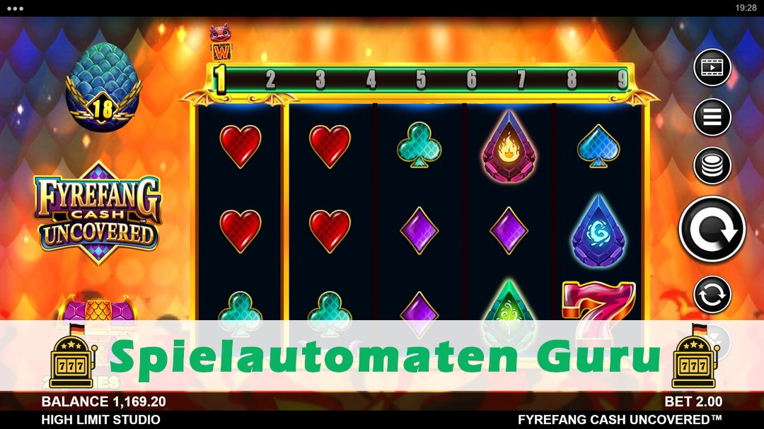 Screenshot der Demo-Version des Spiels Fyrefang Cash Uncovered Demo des Spielautomaten Fyrefang Cash Uncovered