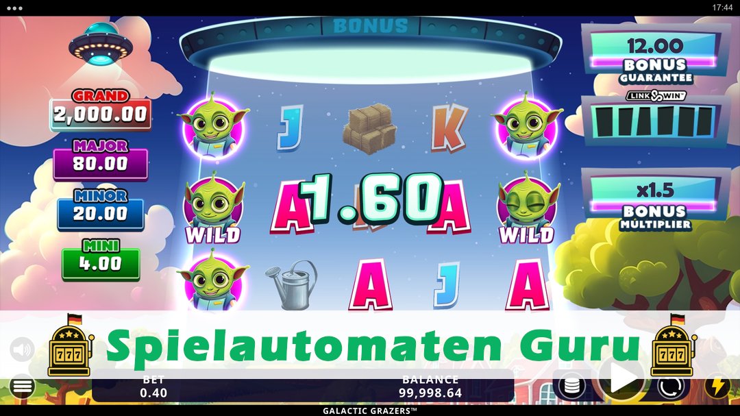 Screenshot der Demo-Version des Spiels Galactic Grazers Demo des Spielautomaten Galactic Grazers
