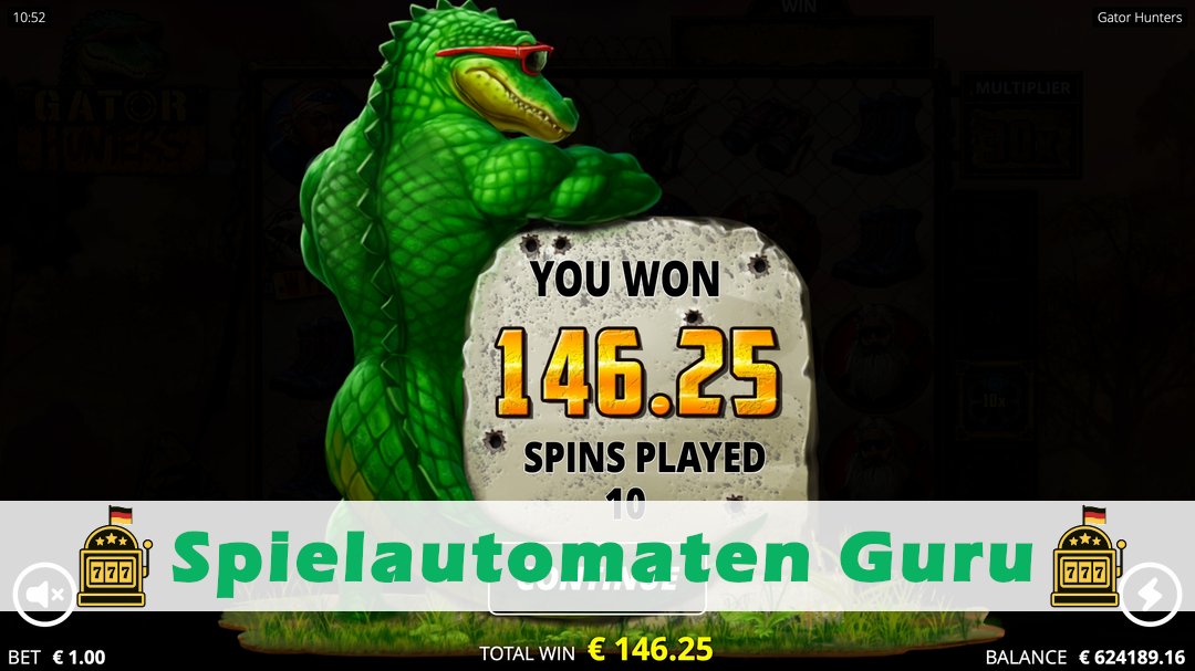 Screenshot der Demo-Version des Spiels Gator Hunters Demo des Spielautomaten Gator Hunters
