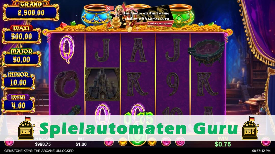 Screenshot der Demo-Version des Spiels Gemstone Keys The Arcane Unlocked Demo des Spielautomaten Gemstone Keys The Arcane Unlocked