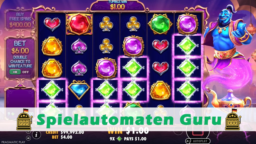 Screenshot der Demo-Version des Spiels Genies Gem Bonanza Demo des Spielautomaten Genies Gem Bonanza